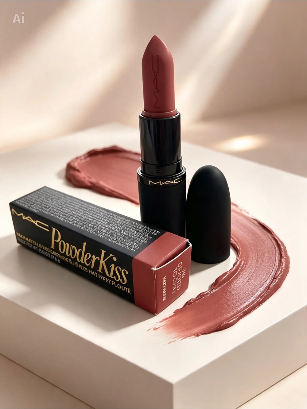MAC PowderKiss Hazy Matte Lipstick — 316 Devoted to Chili